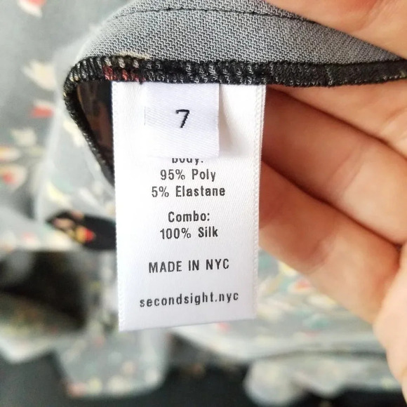 Second Sight Women Black Floral Casual Short Dress Long Sleeve Ruffles Size 7 - Picture 8 of 9